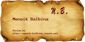 Mensik Balbina névjegykártya